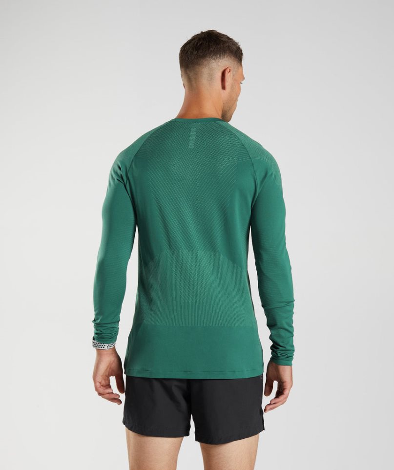 Koszulki Gymshark Apex Seamless Long Sleeve Męskie Zielone | PL 479TZQ